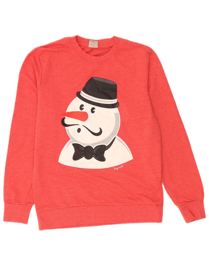 Jack & Jones moletom gráfico masculino jumper médio vermelho poliéster inverno