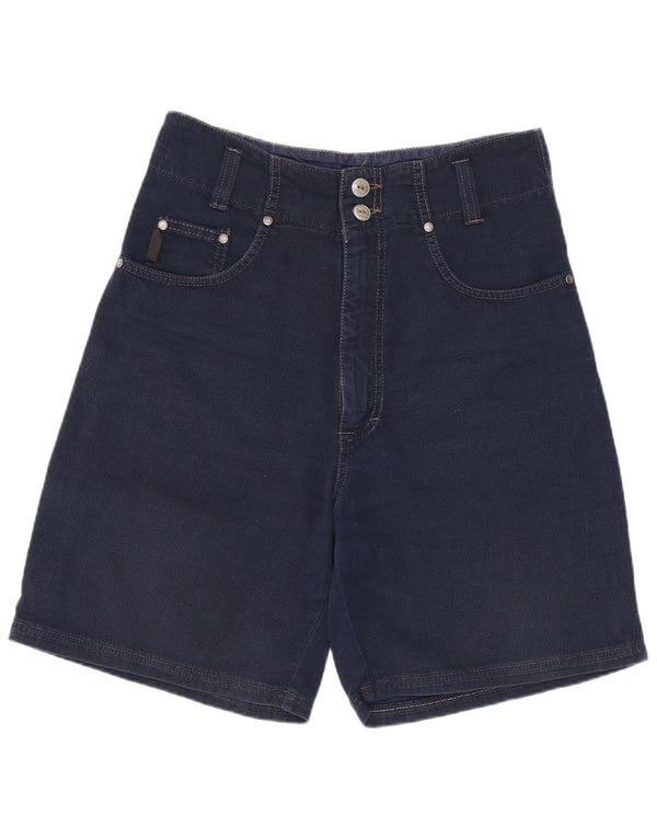 Shorts jeans feminino de cintura alta Revanche UE 38 médio W30 algodão azul marinho
