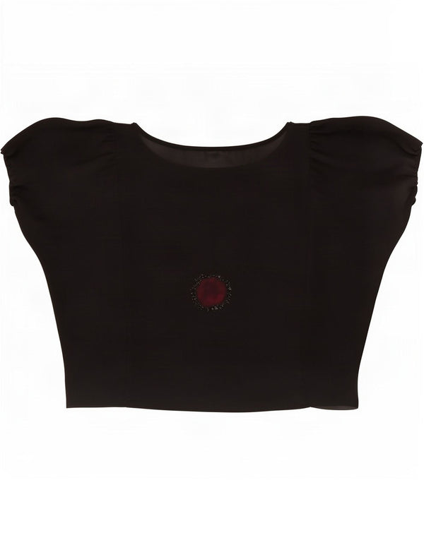 Blusa feminina vintage transparente, top UK 16 grande preto floral