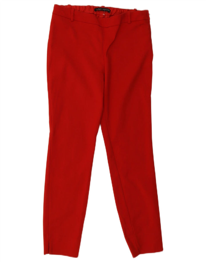 Calça feminina casual slim Zara pequena W26 L26 vermelha