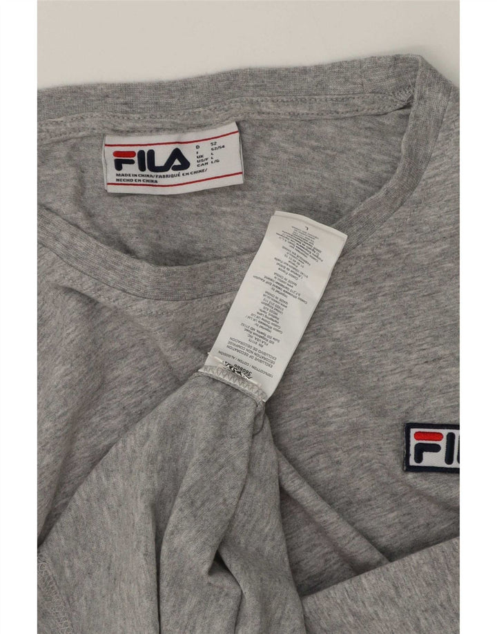 Camiseta masculina Fila grande algodão manchado cinza
