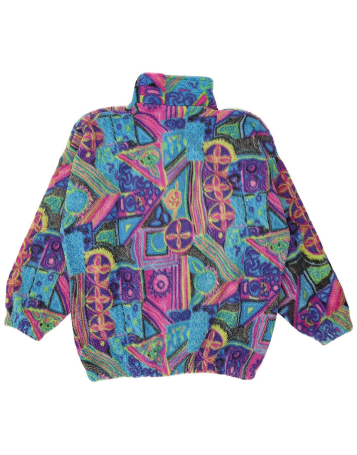 Vintage masculino Anorak Fleece Jumper grande poliamida geométrica multicolorida
