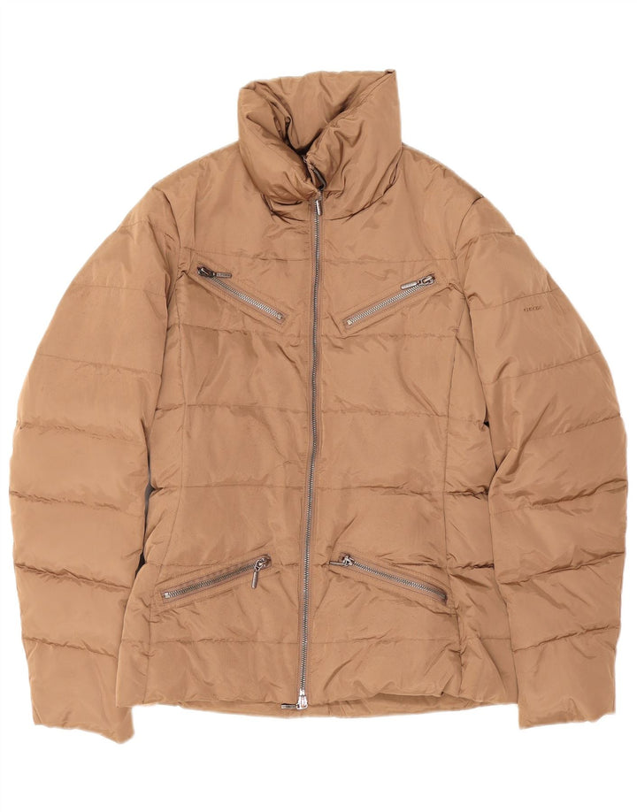 Jaqueta acolchoada de grandes dimensões Geox Womens Respira UK 8 poliéster bege pequeno
