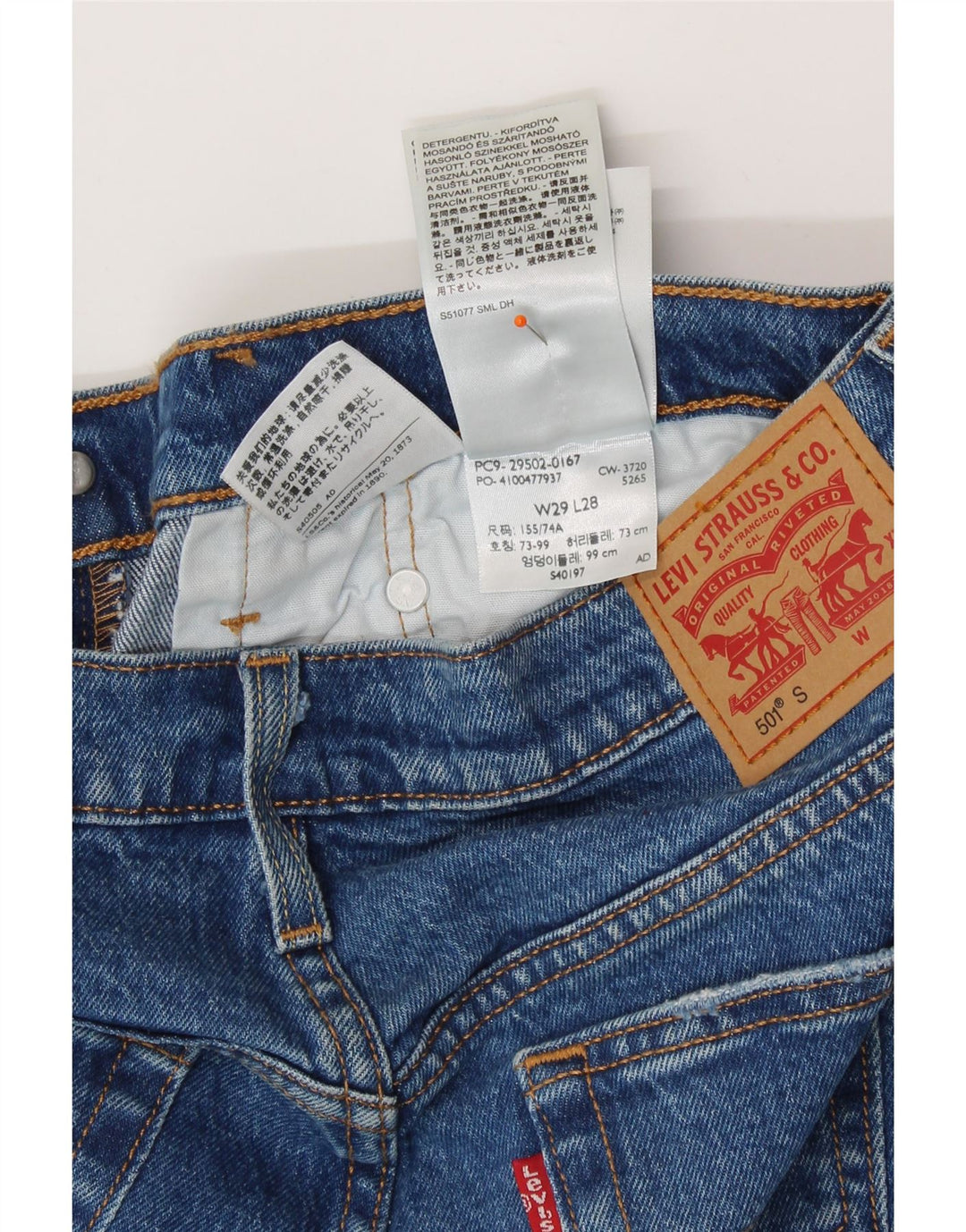 LEVI'S Masculino 501 Shorts Jeans W29 Pequeno Azul Algodão