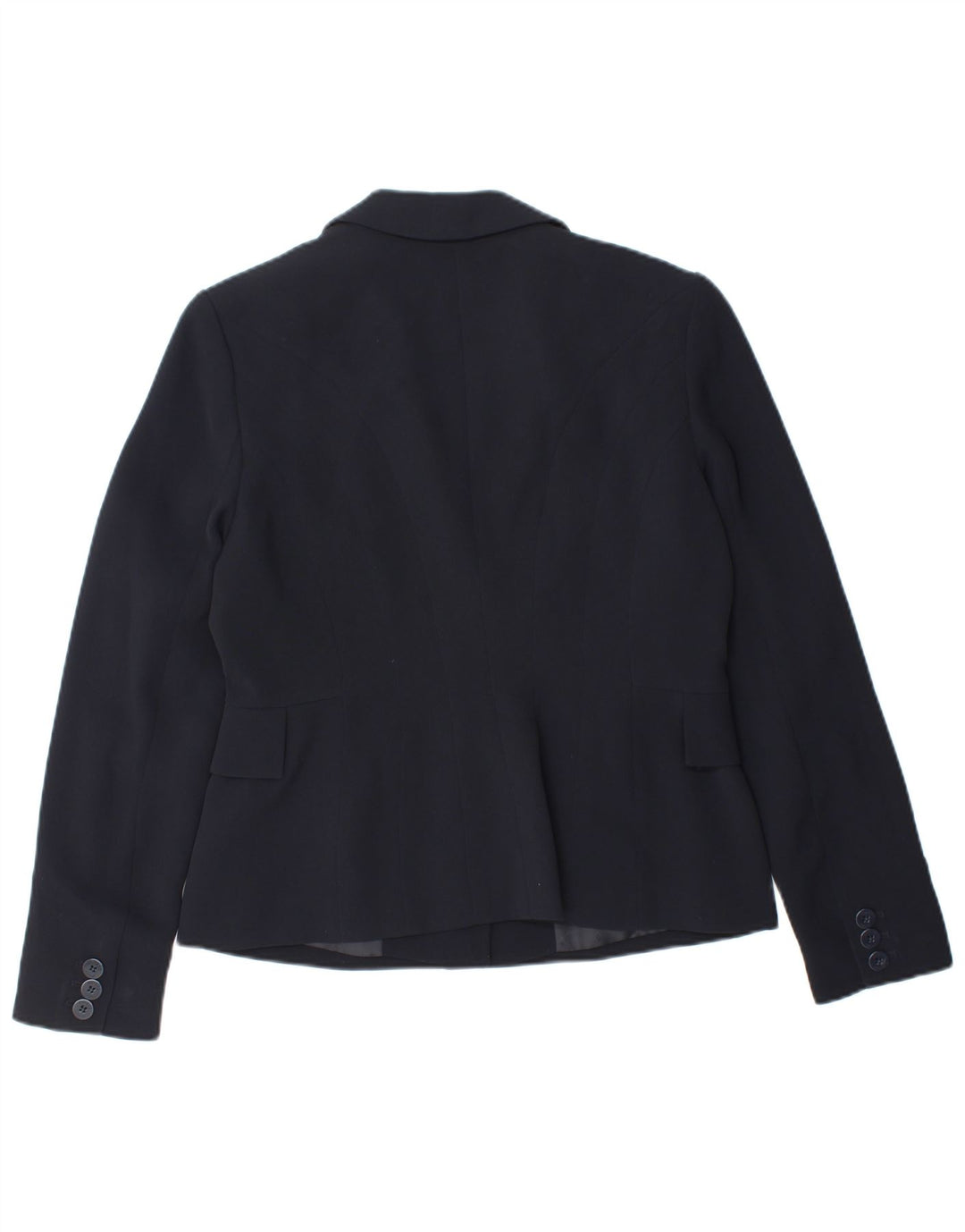 Jaqueta blazer feminina de 2 botões HOBBS Reino Unido 12 poliéster azul marinho médio