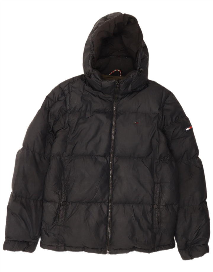 Jaqueta masculina acolchoada com capuz TOMMY HILFIGER UK 42 XL poliéster preto