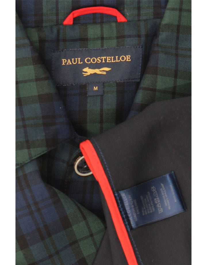 Sobretudo masculino PAUL COSTELLOE UK 38 poliéster xadrez azul marinho médio