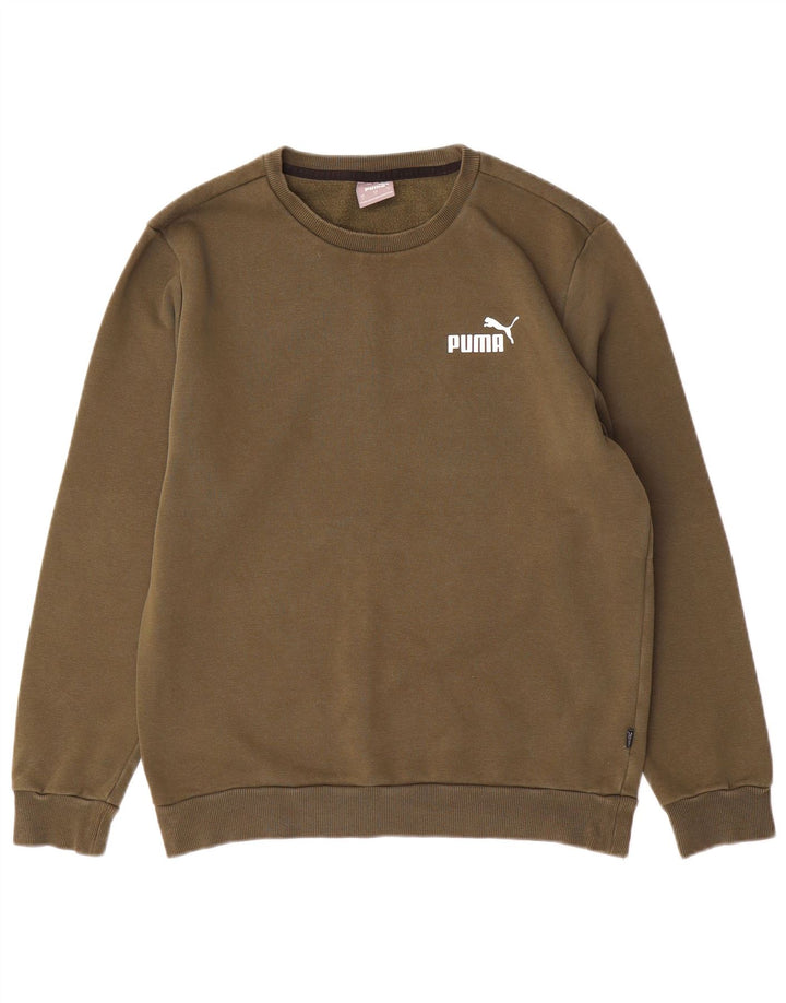 PUMA Mens Moletom Jumper Pequeno Algodão Cáqui