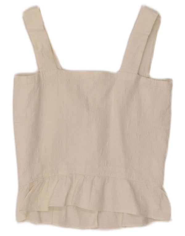 Top espartilho feminino vintage UK 8 pequeno branco