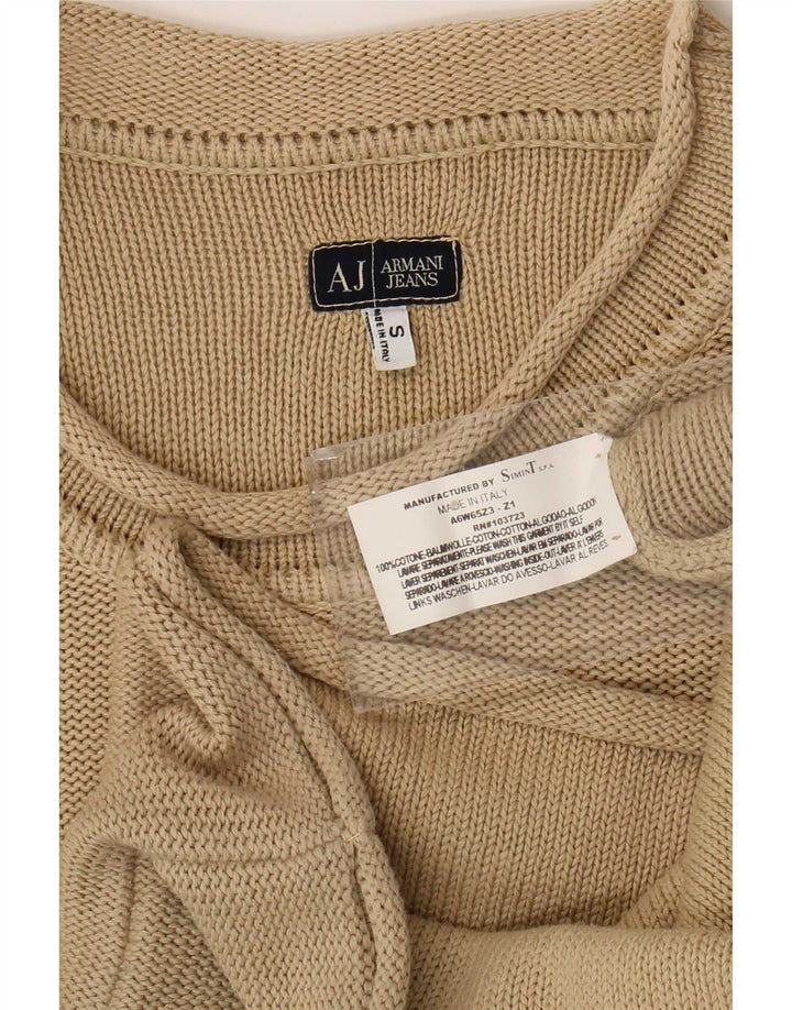 Suéter masculino Armani Jeans com gola redonda e algodão bege pequeno