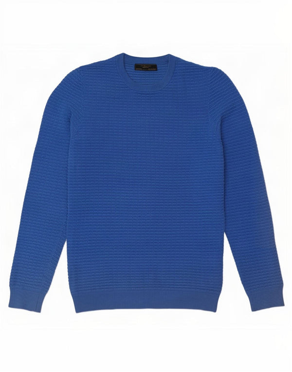 Zara Suéter masculino com gola redonda pequeno azul