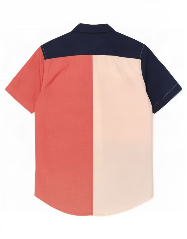Tommy Hilfiger Camisa masculina de manga curta pequena multicolorida Colourblock