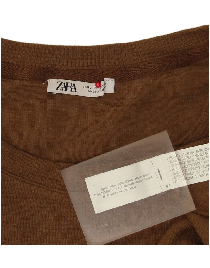 Camiseta masculina Zara Top grande algodão bege