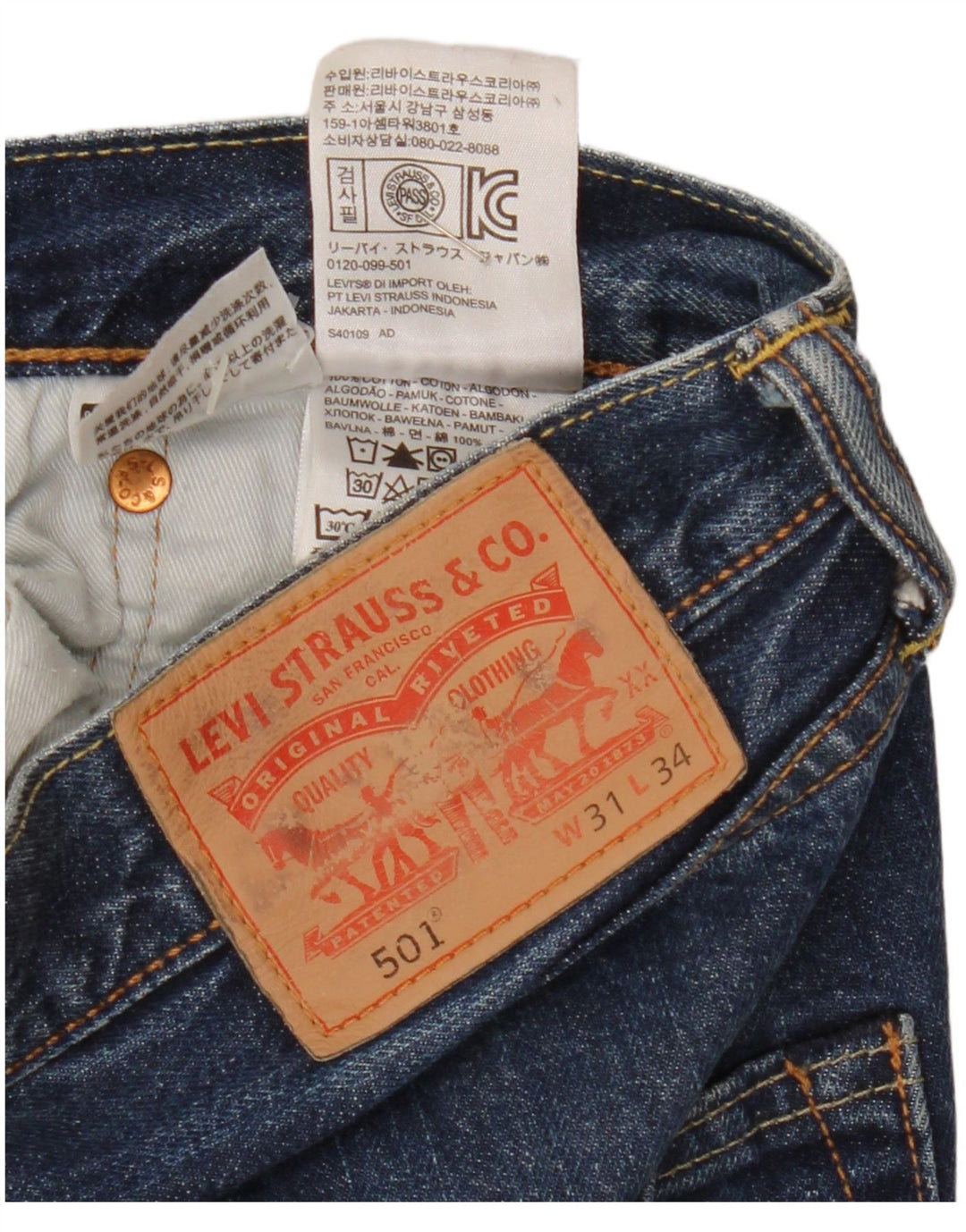 Levi's Masculino 501 Straight Jeans W31 L34 Azul Algodão