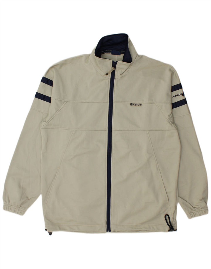 Asics Mens Tracksuit Top Jacket Médio Bege Colourblock Poliéster