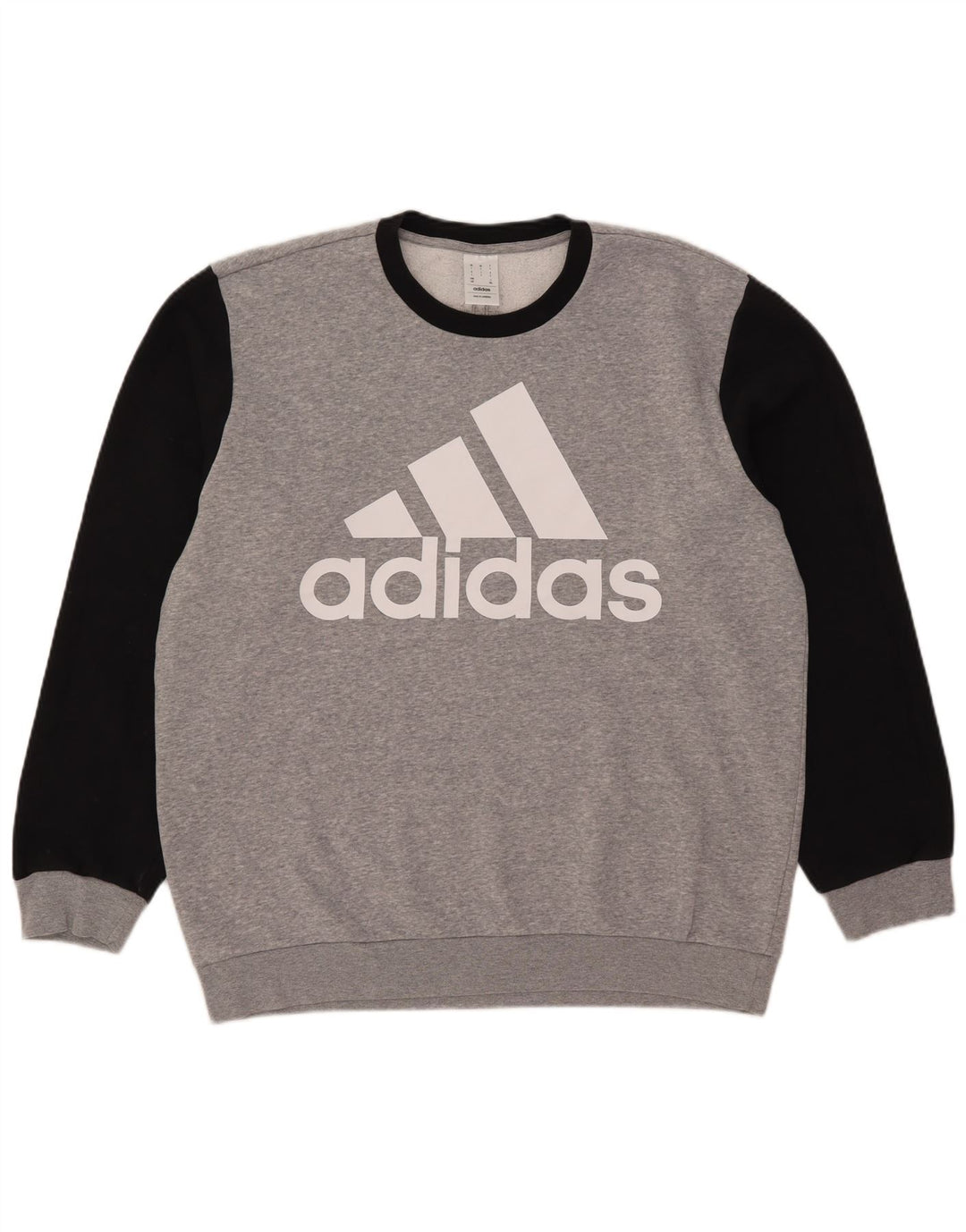 Adidas Mens Graphic Moletom Jumper Grande Bloco de cores cinza