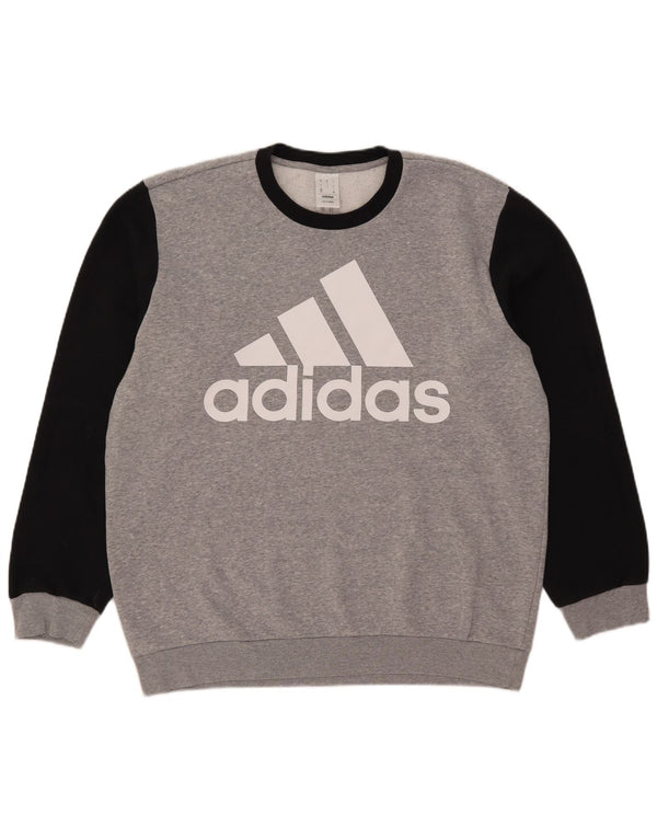 Adidas Mens Graphic Moletom Jumper Grande Bloco de cores cinza