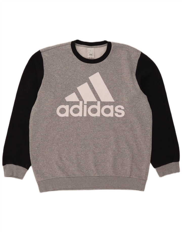 Adidas Mens Graphic Moletom Jumper Grande Bloco de cores cinza