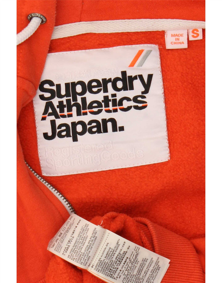 Suéter masculino Superdry com capuz e zíper pequeno algodão laranja