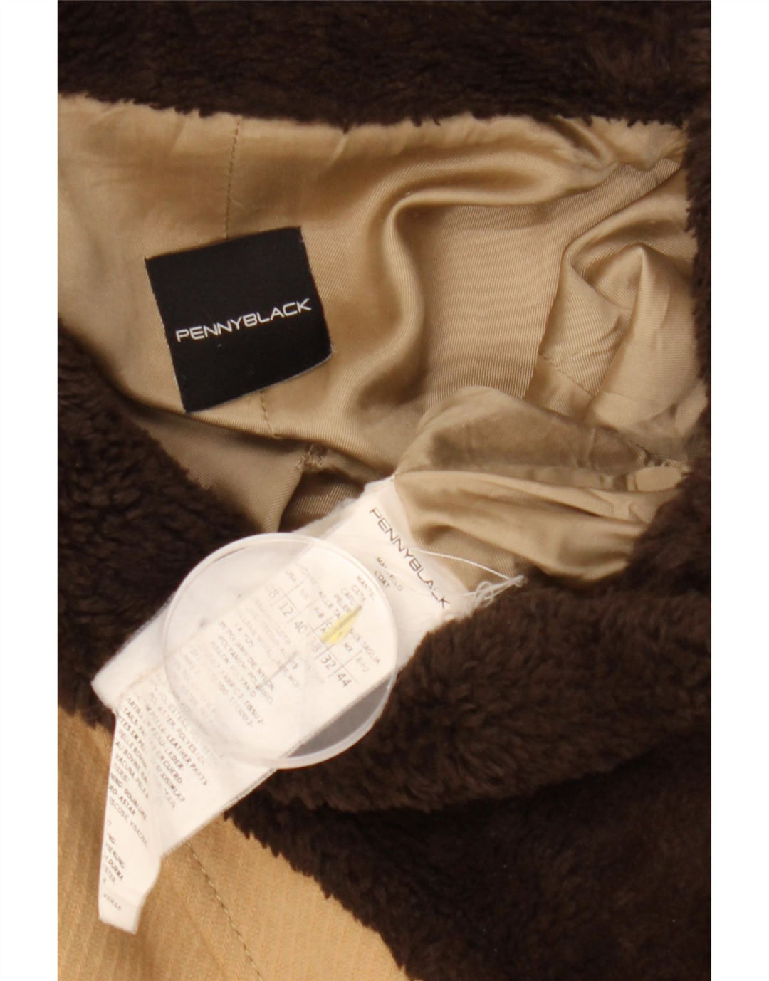 Sobretudo feminino Penny Black UK 12 lã colorblock bege médio