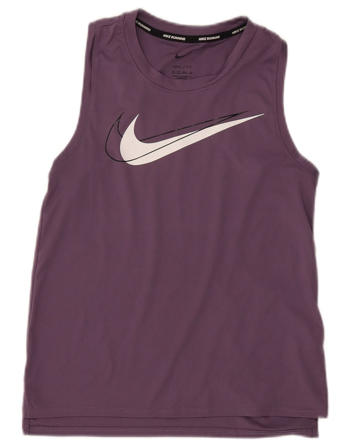 NIKE Womens Dri Fit Graphic Vest Top UK 6 XS Roxo Poliéster