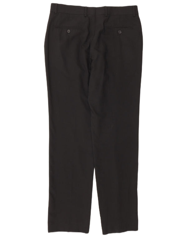 Zara Calça masculina reta de terno UE 42 grande W32 L34 lã preta