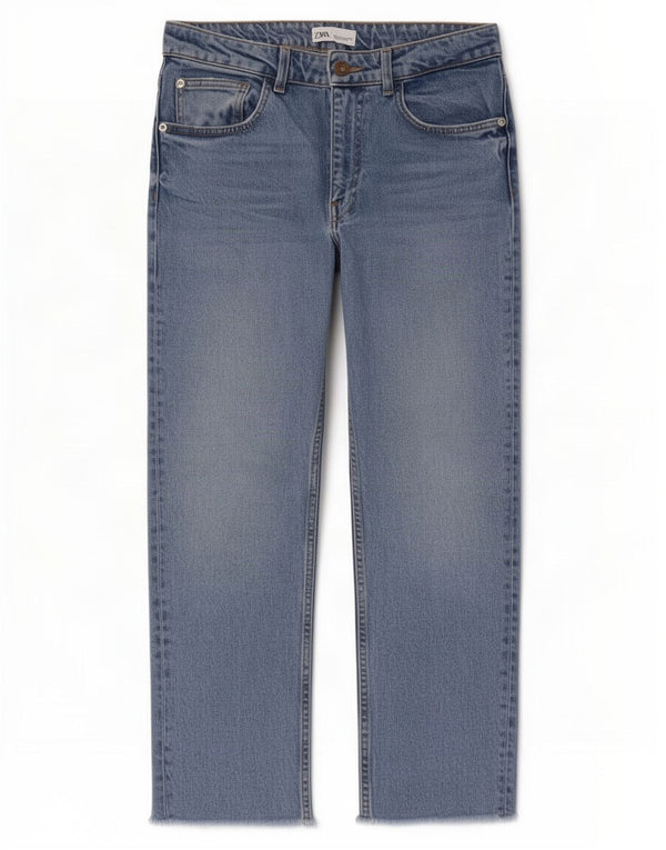 Calça jeans feminina Zara EU 38 pequena W28 L25 algodão azul