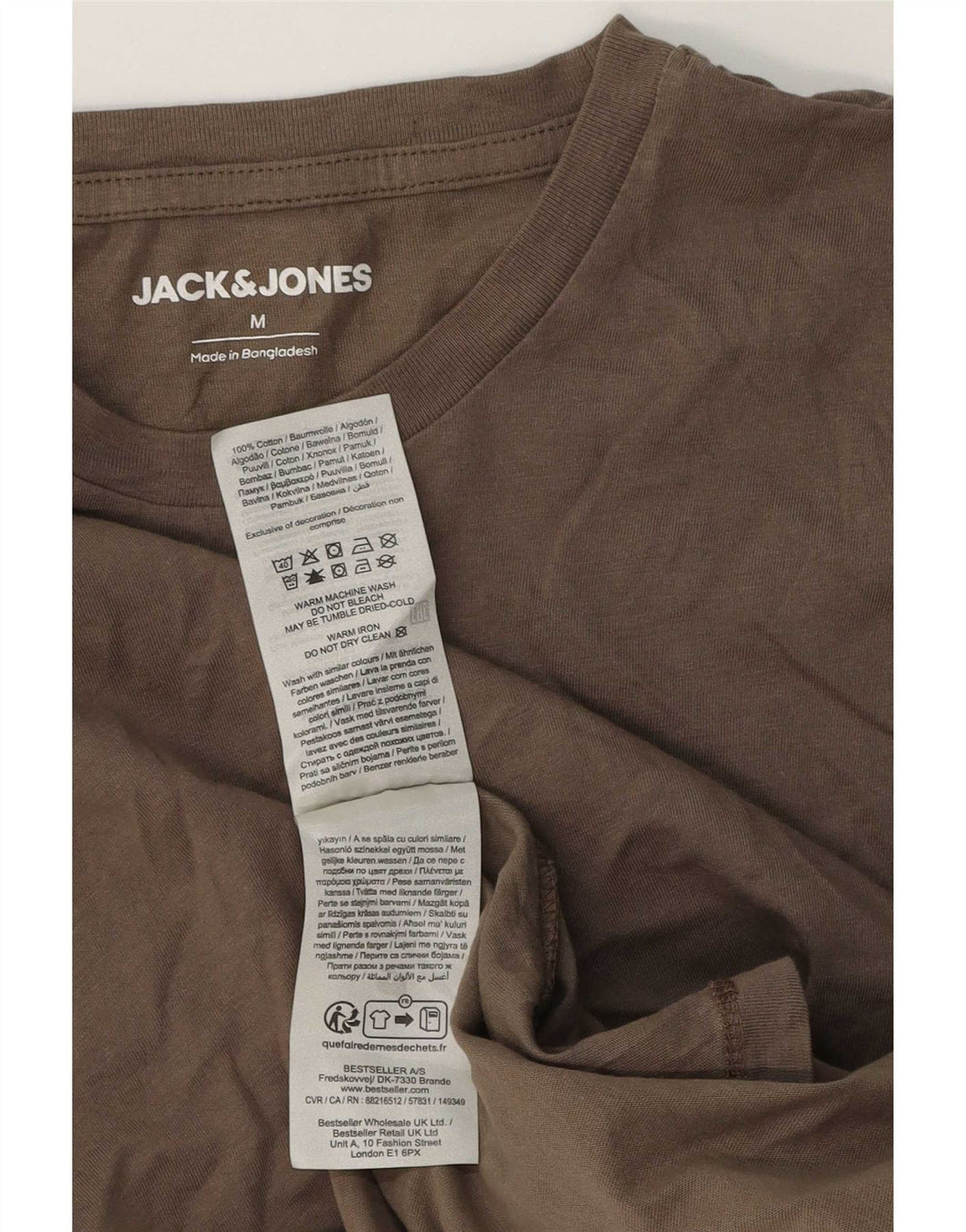 Camiseta masculina Jack & Jones de algodão marrom médio