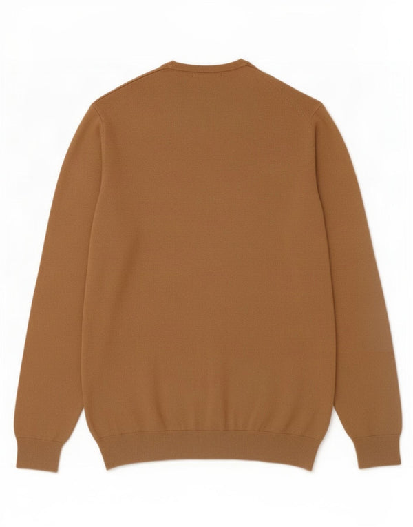 Zara Suéter masculino com gola redonda e viscose marrom médio
