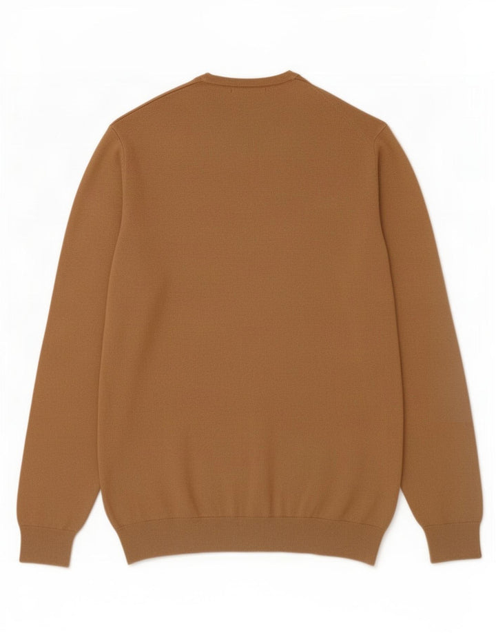 Zara Suéter masculino com gola redonda e viscose marrom médio