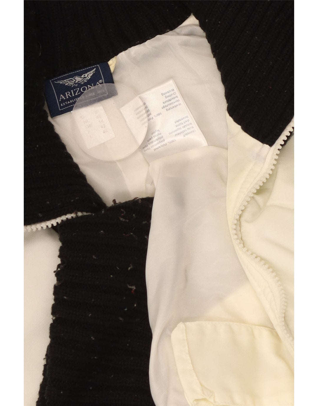 Jaqueta acolchoada feminina ARIZONA UK 14 grande off white colorblock poliamida