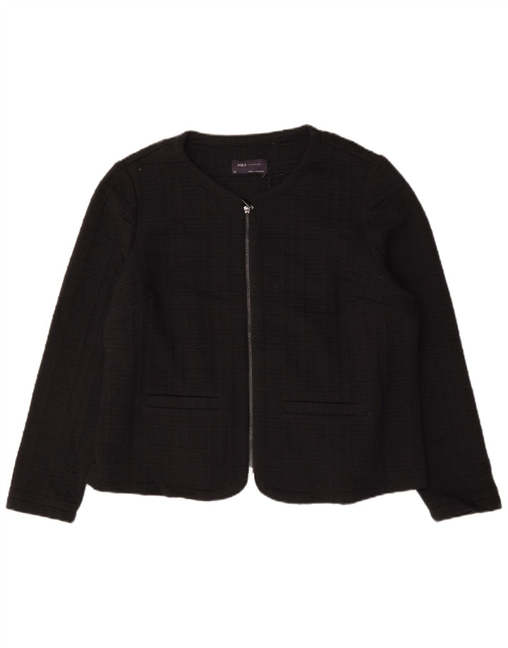 Jaqueta blazer feminina Marks & Spencer com zíper completo Reino Unido 22 3XL preto xadrez