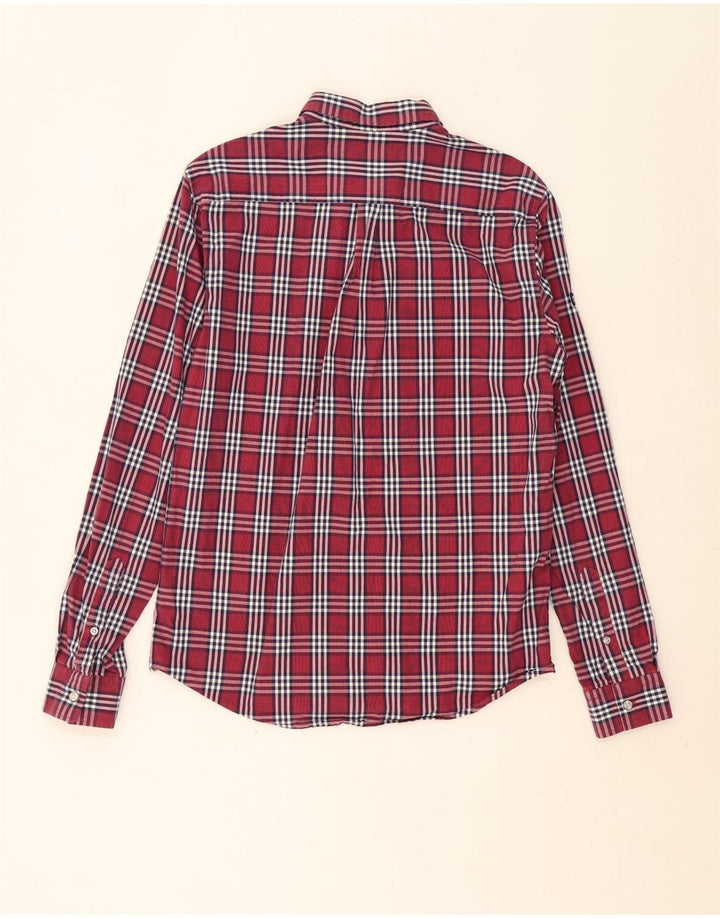 Camisa masculina SUPERDRY de algodão xadrez médio Borgonha