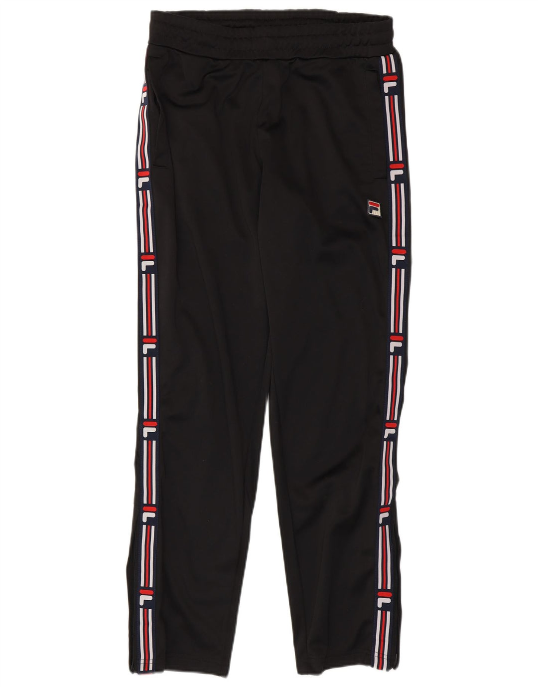 Fila Mens Graphic Calças de treino pequeno poliéster preto