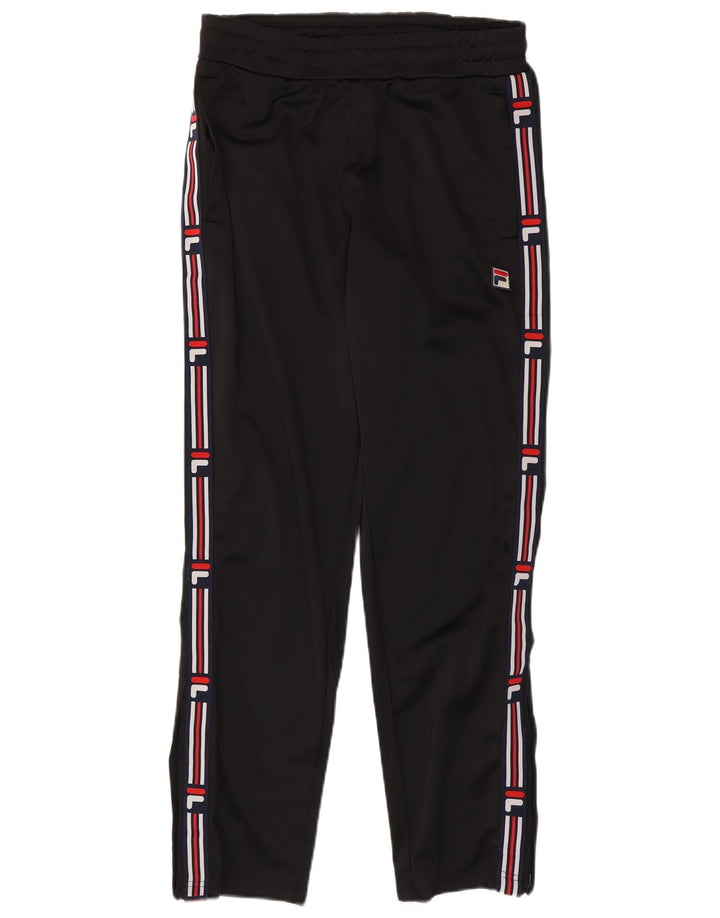 Fila Mens Graphic Calças de treino pequeno poliéster preto