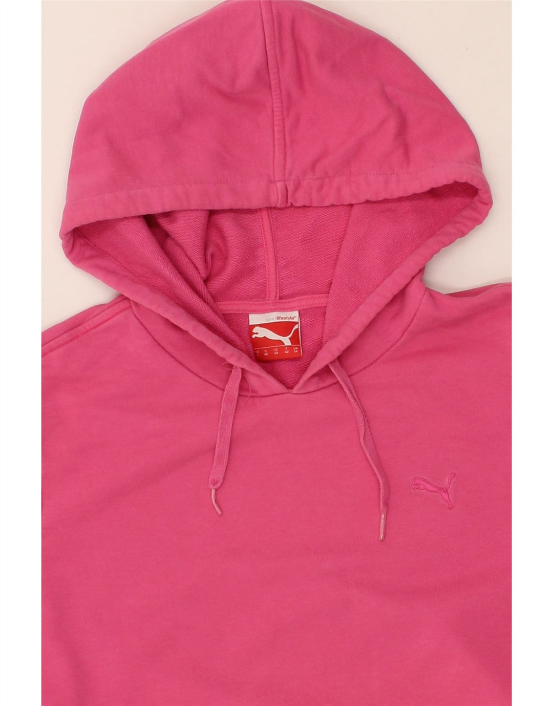 PUMA Womens Hoodie Jumper UK 14 Large Pink Cotton Vintage Puma and Second-Hand Puma from Messina Hembry 