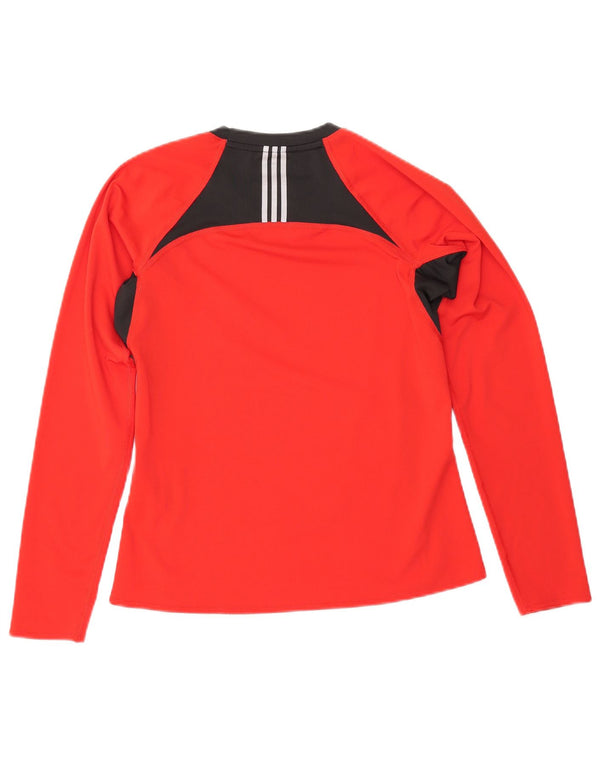ADIDAS Womens Climacool Top Manga Longa UK 12 Medium Red Colourblock