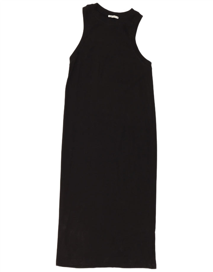 Vestido maxi feminino sem mangas Zara Reino Unido 14 algodão preto médio