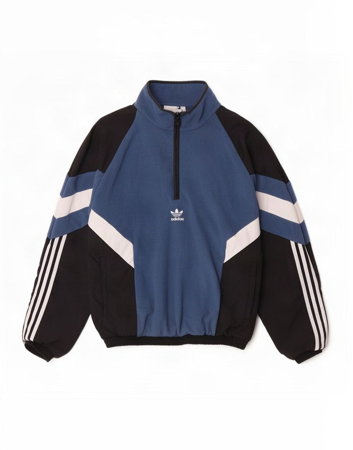Adidas masculino pulôver agasalho jaqueta pequena azul colorblock poliéster