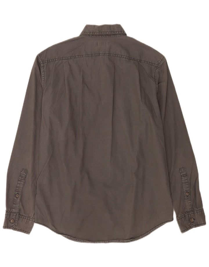 Eddie Bauer Camisa masculina clássica de ajuste pequeno algodão cinza