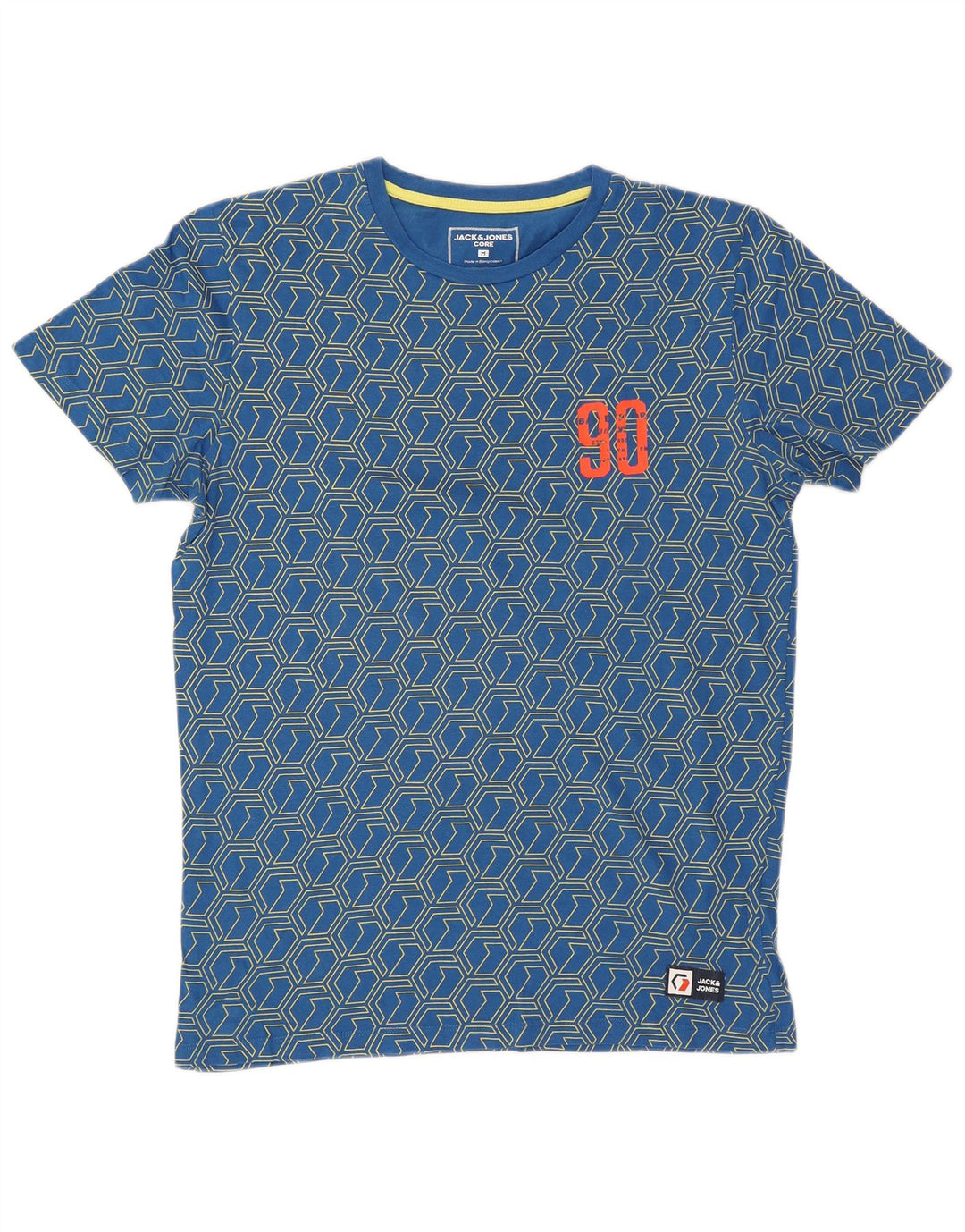 Camiseta gráfica masculina Jack & Jones Top médio azul geométrico