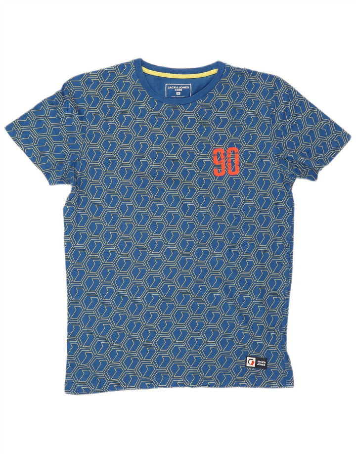 Camiseta gráfica masculina Jack & Jones Top médio azul geométrico