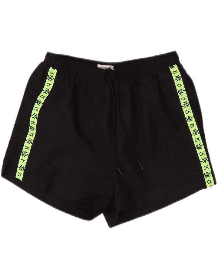 Shorts de natação masculino Calvin Klein gráfico pequeno bloco colorido preto