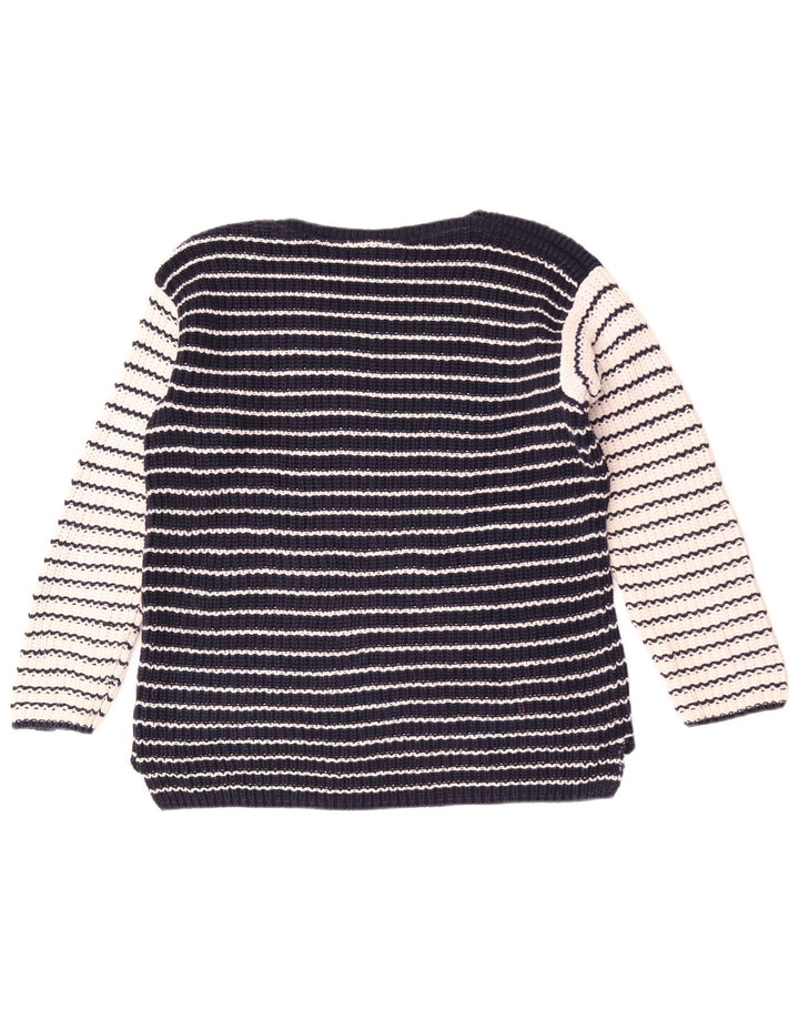 Suéter feminino Marks & Spencer com gola canoa Reino Unido 14 médio azul marinho