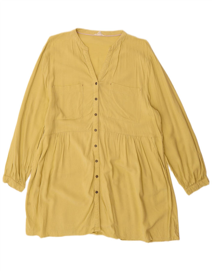 Vestido feminino em camadas White Stuff UK 16 grande viscose amarela