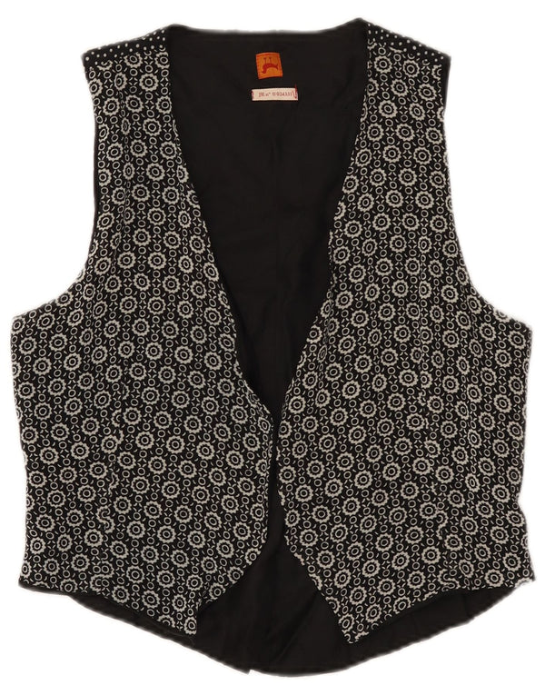 Colete feminino vintage IT 46 grande preto geométrico