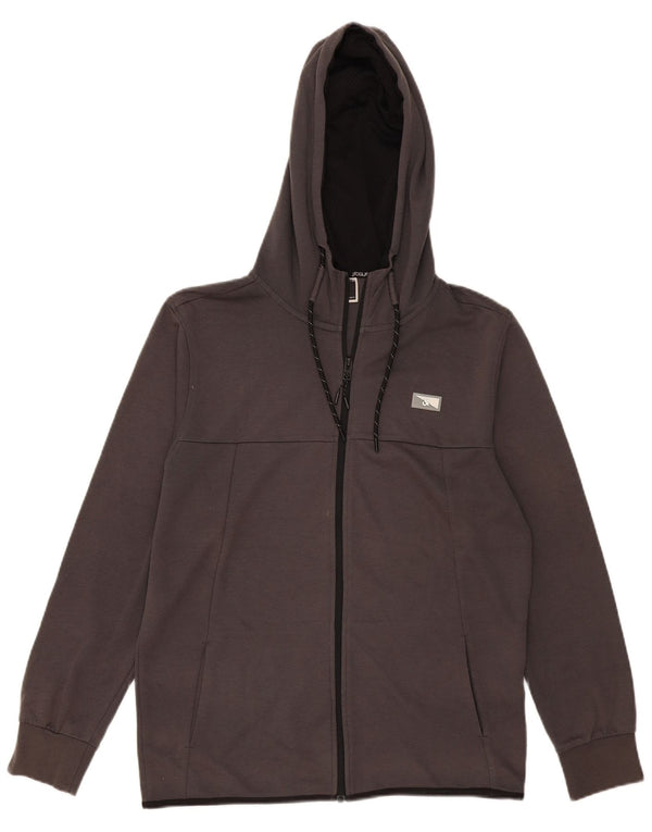 Jack & Jones Suéter masculino com capuz e zíper cinza médio poliéster