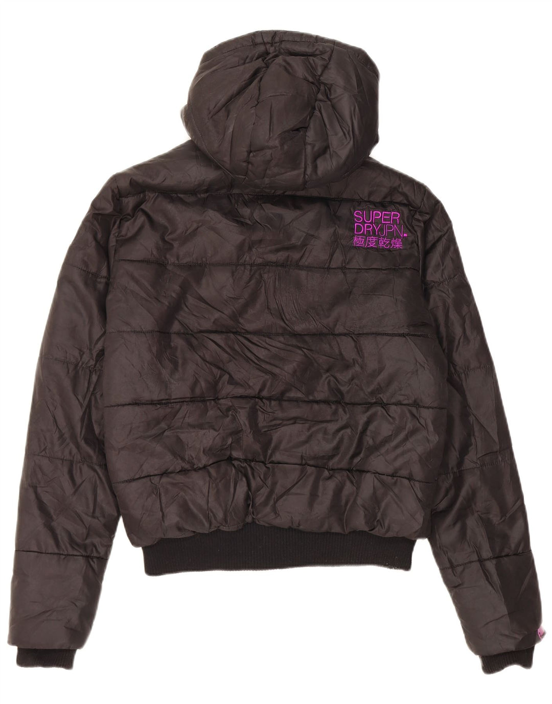Jaqueta acolchoada com capuz feminina Superdry UK 40 grande poliéster preto