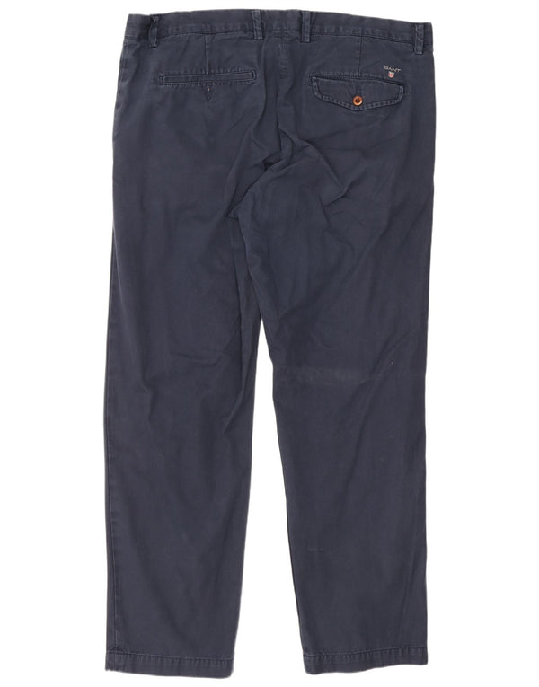 Calça chino reta masculina Gant W40 L32 algodão azul marinho