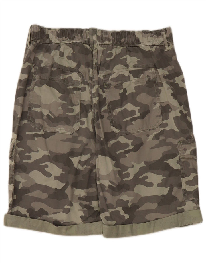 Shorts cargo feminino de cintura alta Marks & Spencer UK 12 médio W30 cáqui